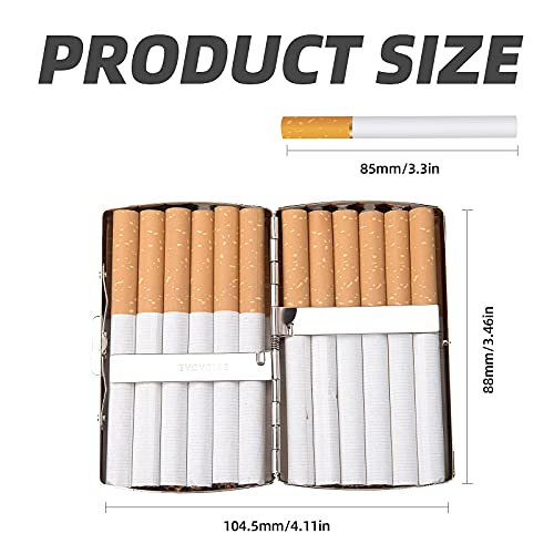 Image of Retro Mini Metal Cigarette Case - Portable Pocket Box for Women and Men, Double Sided Spring Clip Open, Holds 12 Regular Size 85mm Cigarettes (Silver)
