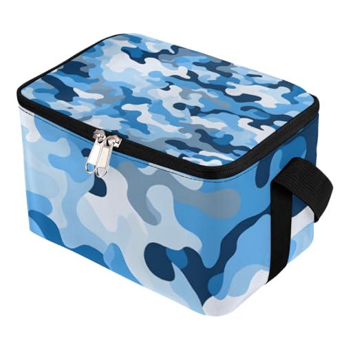 GzLeyigou Lunch Bags for Women Men 9 Cans,Blue Camo Hot & Cold Food Delivery Bag Insulated Grocery Bag Insulated Lunch Box Fashion Camouflage Cooler Bag for Office Work Picnic Beach