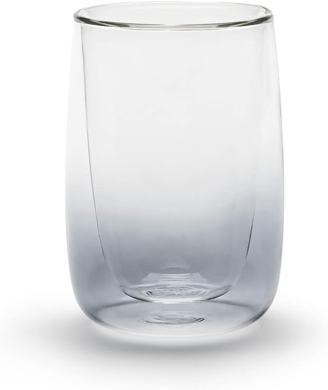 OHOM Sio Dual-Wall Glass Set – Clear | 8 fl oz / 236 mL Handcrafted Borosilicate Drinking Glasses for Hot & Cold Beverages, Coffee, Tea, Whiskey & Cocktails, Set of 4