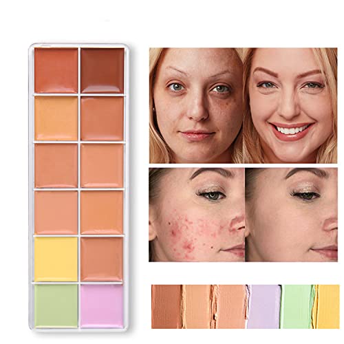 MAEPEOR Color Correcting Concealer Palette 12 Colors Creamy Contour Palette Full Coverage Lightweight Concealer Contour Makeup Palette for Concealing Blemishes, Brighten Dark Circles (Set A)