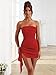 Taki Begonia Women's Satin Homecoming Dresses for Teens Strapless Ruffle Slit Tight Short Prom Gown Cocktail Party Dress Champagne