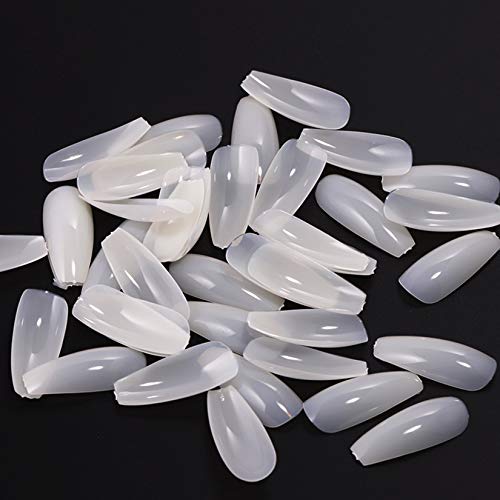 Fake Nail Coffin Shape 500 Pcs Full Cover Nails for Nail Salons and DIY Nail Art Seamless Nail Ballet Nail Transparent Nail Toe Nail Toe Nail, 10 Sizes (White)