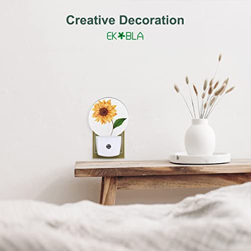 Image of EKOBLA Sunflower Night Light, Bright Yellow Floral Night Lights Plug Into Wall with Dusk to Dawn Sensor for Women Girls