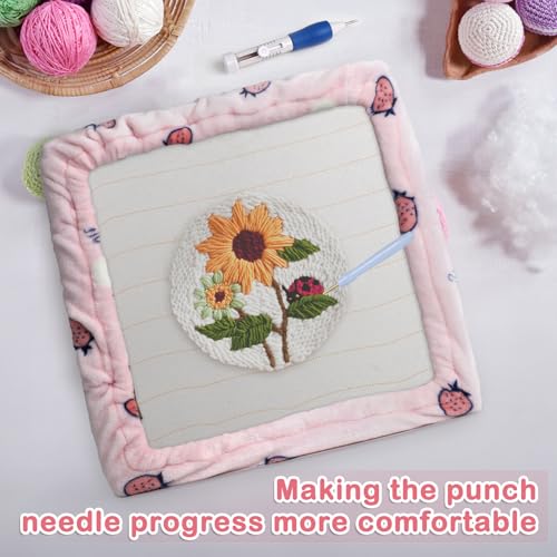 Image of Rug Hooking Frame, Punch Needle Frame, Gripper Strip Frame,Cross Stitch Hoop, with Frame Flannel Cover (9.8*9.8 inch)