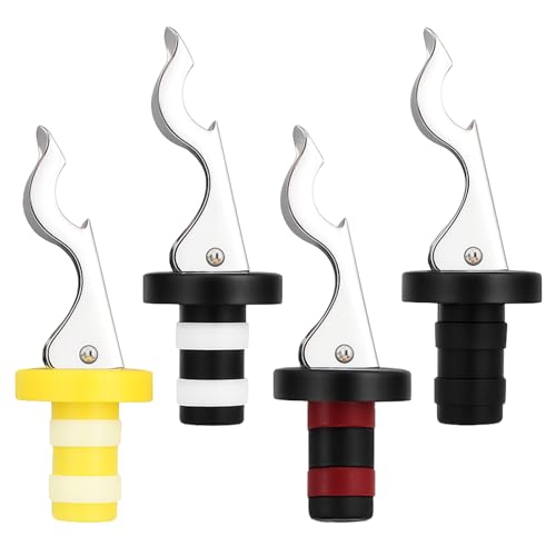 Horktrust Bouchon de Bouteille Vin Set 4 2 en 1 Réutilisable avec Système sous Vide pour Conservation du Vin, Champagne, Boissons et Eau, en Acier Inoxydable 430 et Silicone