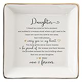 Crafted from great quality glazed ceramic,packed with a elegant gift box, (small trinkets are not included). Jewelry tray dish with engraving inspirational saying. Encourage her fearlessly take on new responsibilities challenges and opportunities. Pe...