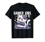 Gamer Girl Cat Gaming Cute Video Game Women Girls T-Shirt
