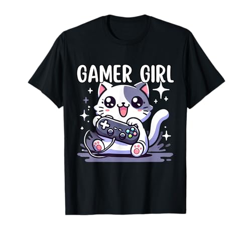 Gamer Girl Cat Gaming Cute Video Game Women Girls T-Shirt