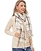 Fuinloth Women's Large Plaid Scarf Fashion Long Shawl Wrap for Winter Warm Lightweight Khaki