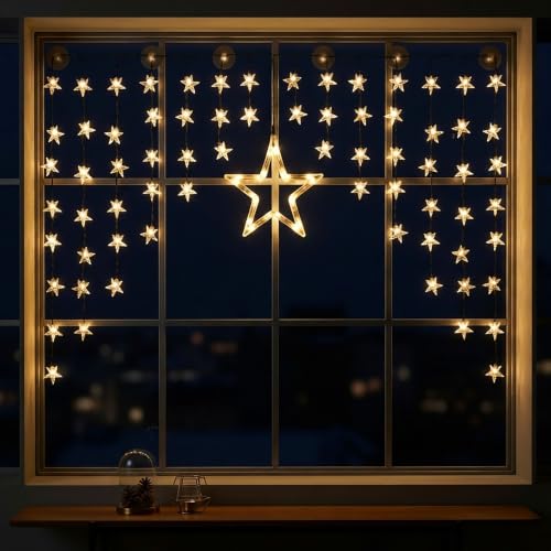 Spetebo LED Sternenvorhang 140x95 cm - 90 LED warm weiß
