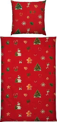 Erwin Müller Edelflanell Bettwäsche Lebkuchenmännchen, Tannenbaum,...