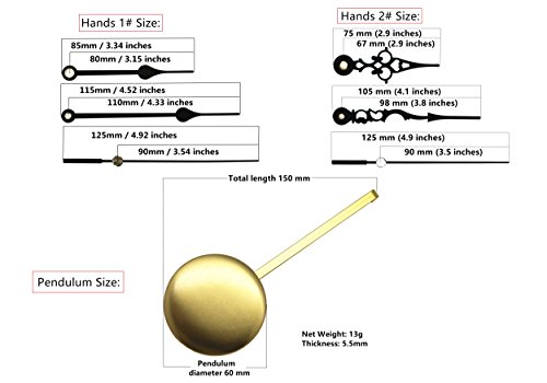 Tikround Original Youngtown 12888 Chime Melody Pendulum Clock Movement With 2 Sets Of Hands 23.5Mm (59/64 Inch) Shaft Length 16Mm (5/8 Inch) Thread Length. #TOP2