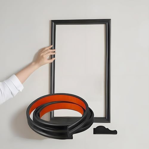 ZHIVEZEN 20FT×0.9'' Peel and Stick Wall Molding Trim, TPE Rubber Flexible Chair Rail for Mirror Frames, Doors & Home Decor - Matte Black (Note: Heat Treatment Required for Best Adhesion)