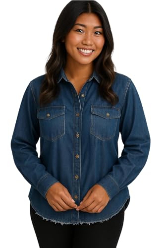 Image of Free Folks Women's Denim Shirt, Slim Fit, Casual Style, Short Sleeve, Size XS-L, Factory-Direct Pricing, Wholesale Prices