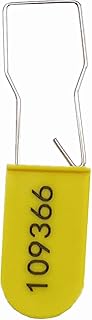 Candados de plástico numerados, sellos de seguridad con alambre de metal, color amarillo (paquete de 100)