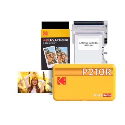 KODAK Mini 2 Retro Mobiler Fotodrucker für Smartphone, Mini Drucker mit Bluetooth, 54×86mm, 38...