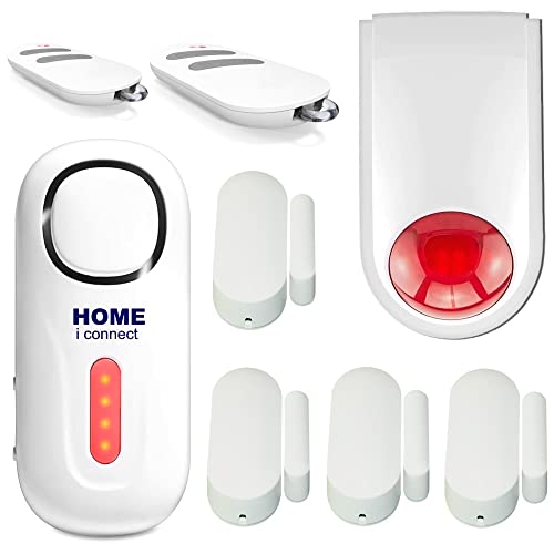 Ker-France - Alarme de Maison sans Fil - Alarme de Maison - avec 2 Sirènes (1 Extérieur et 1 d' Intérieur) - 4 Détecteurs d'ouverture - 2 Télécommandes -...
