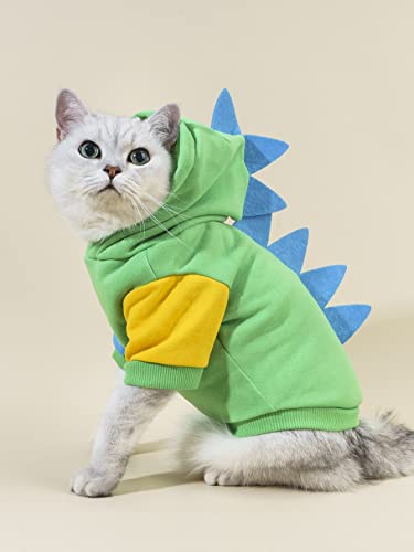 Qwinee Dinosaur Dog Hoodie Dog Warm Jacket Christmas Halloween Dog Costume Dog Clothes For Puppy Kitten Small Medium Dogs Cats Multicolor X-Large #TOP1