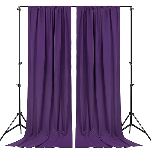 Image of Purple Backdrop Curtains 4 Panel 5ft x 10ft Polyester Fabric Party Backdrops for Arch Wedding Stage Ceremony Photography Background Decorations