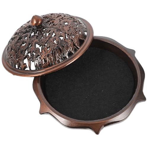 Hemobllo Zen Dragon Alloy Incense Burner Hexagonal Censer Copper Tone Aroma Holder for Home Fragrance Tea Ceremony Desktop Incense Stove Ornament