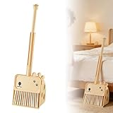 20'' Kids Mini Broom and Dustpan Set - Toddler Cleaning Toy, Small Safe Corner Broom, Toddler Household Helper, Parent-Child Interactive Play Cleaning Tool, Cute Cartoon Design (Yellow)