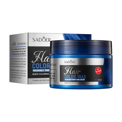 Cera Temporal Para Teñir el Cabello, Cera de Color Para el Cabello, Hair Dye Wax, Tinte de Cabello Temporal Mujer y Hombre, Fórmula Planta Lavable Cera de Peinado Natural Mate, 120g, Azul