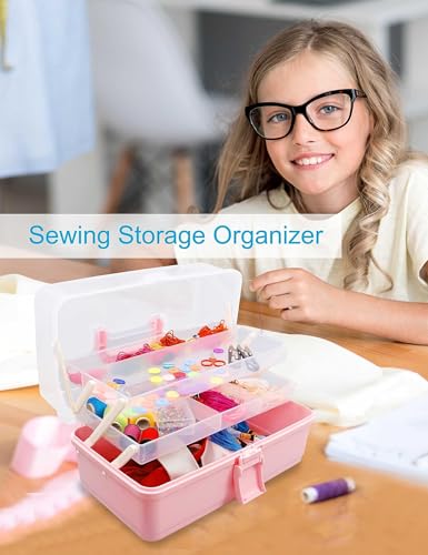 Facikono PINK TACKLE BOX ART BOX Pink Tackle Box 3 Layer Tackle Box Organizers Small Craft Storage Box Art Supply Storage Organizer Plastic Tool Box thumb #4