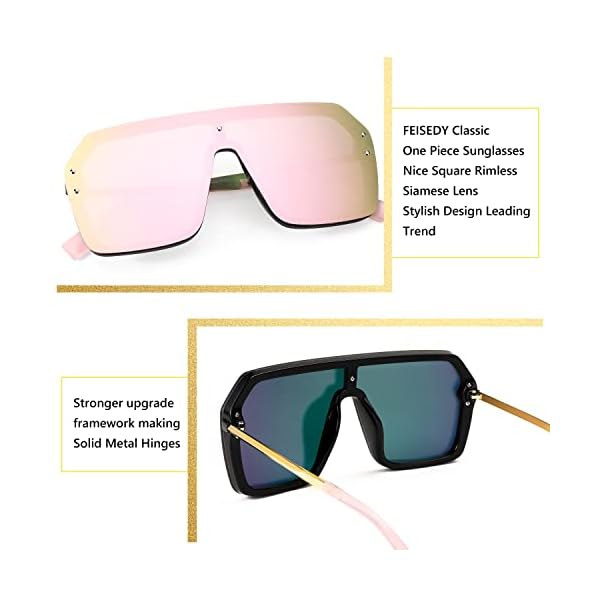 FEISEDY Classic Siamese One Piece Sunglasses Nice Rimless Stylish Retro Design for Women Men B2574 - Image 5