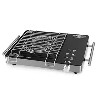 KENT Sunstar Infrared Cooktop 2000W | 3 Preset Menus | Grill Stand to BBQ & Roast | Microcrystalline Glass | Digital Functions with LED Display | Adjustable Temperature Knob | SS Handle |Auto Cut-Off