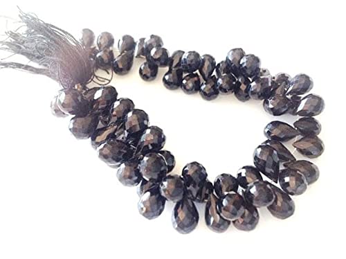 Spinelle noire facettée en gouttes briolettes de 6x9-6x10 mm sur fil de 4"