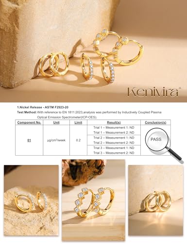 Kenivira 14K Gold Plated Hoop Earrings Set for Women Trendy,Small Huggies Hoop Earrings Stack Dainty,3 Pairs Lightweight Cubic Zirconia Earrings Jewelry Non Tarnish Hypoallergenic - image 6