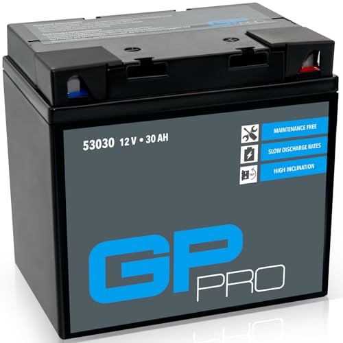 GP-PRO Gel-Batterie 12V 30Ah 53030 Motorradbatterie, wartungsfrei versiegelt vorgeladen ähnlich Y60-N30L-A / SLA53030 / C60-N30-A / C60-N30L-A auch für Quad, Rasentraktor uvm.