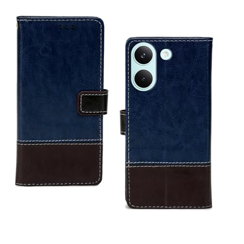 Image of amazon basics Poco X8 Pro 5G Flip Cover | Card Pockets Wallet & Stand | Flip Cover for Poco X8 Pro 5G (Blue Coffee)