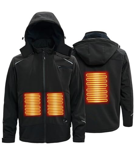 Image of Heated Jacket for Men (with 16000 mAh Battery Pack and Detachable Hood) Black S
