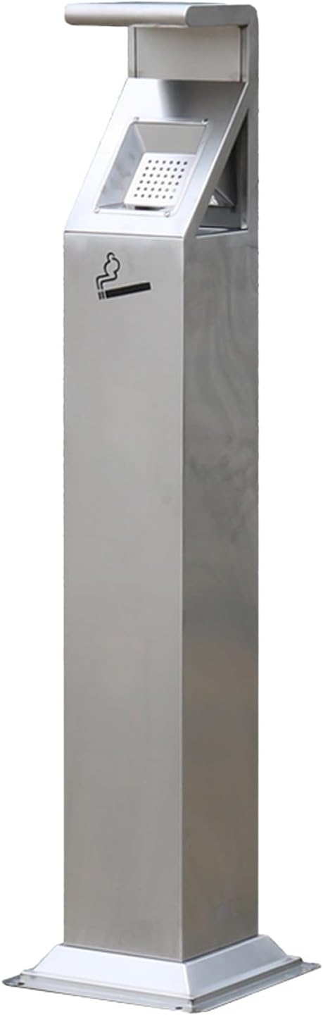 Standing Ashtray Outdoor, Stainless Steel Cigarette Butt Disposal Devic, Smoking Cigarette Butt Receptacles. Great for Use Outside(Silver)