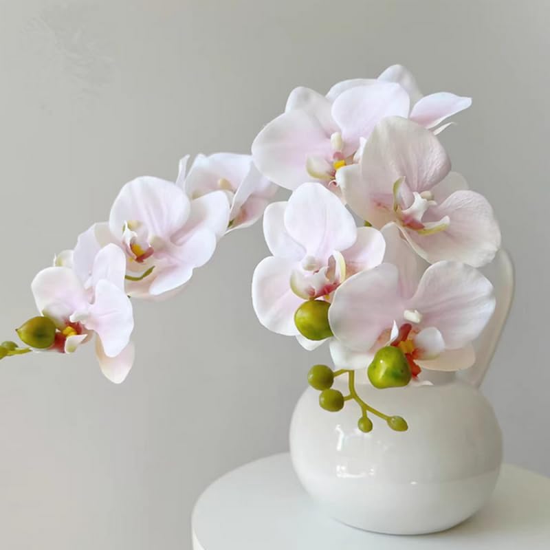 Miniatura 4 de CLoxks Phalaenopsis - 4 tallos de orquídea artificiales de látex de tacto real de 17.7 pulgadas, ramas de orquídea sintética con 5 flores grandes