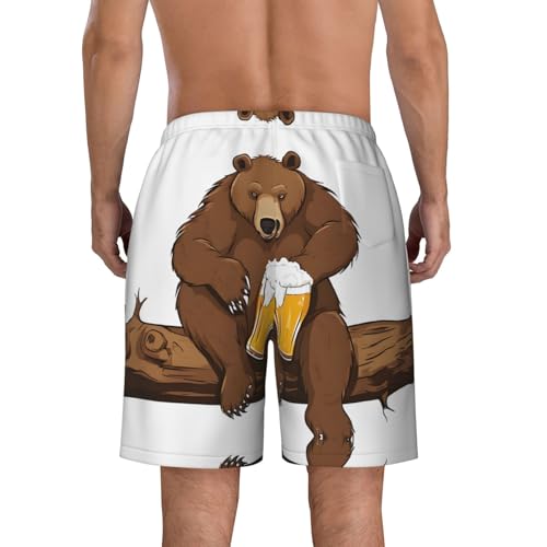 Bear Working Print Men's Beach Pants Lightweight Quick-Dry Swim Pants with Mesh Lining for Men4