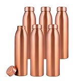 NORMAN JR Botella de agua de cobre de 1 l - Caja de regalo de 6, simple, un recipiente ayurvédico hecho de cobre puro: te ayuda a beber más agua, con muchos beneficios para la salud