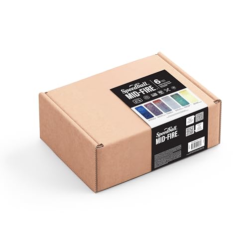 Speedball Mid-Fire Sampler Set, New Colors (6-Pack) 4 Fl Oz Jars for Pottery and Ceramics, Food Safe