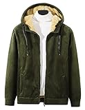 Picture of Gihuo Men's Winter Sherpa Lined Hoodie Zip Up Sweatshirt Heavyweight Warm Fleece Jacket with Pockets (Army-S)