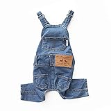 LKEX Small Dog Clothes Costumes, Pet Jean Overalls Clothes Shirt, Soft Cat Fashion Denim Pants S