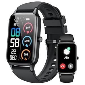 Smart Watch for Men Women, 1.57″ Smartwatch (Answer/Make Call) , Fitness Tracker with 110+ Sport Modes, Heart Rate/Sleep Monitor, IP68 Waterproof, Bluetooth Calls, Smartwatches for Android iOS Black