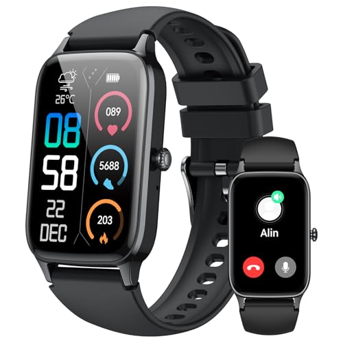 Smart Watch for Men Women, 1.57″ Smartwatch (Answer/Make Call) , Fitness Tracker with 110+ Sport Modes, Heart Rate/Sleep Monitor, IP68 Waterproof, Bluetooth Calls, Smartwatches for Android iOS Black