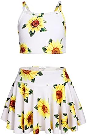 Arshiner Big Girls' 3Pcs Swimsuits Beach Surf Bikini Bathing Suit Tankini Floral Swimwear Size 12 13