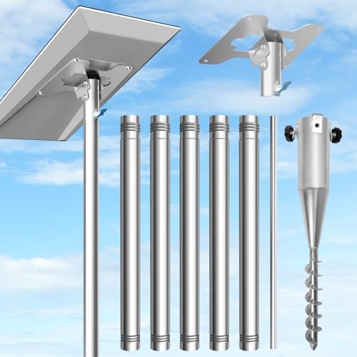 Starlink Performance Gen 3 Pole Mount Kit, mit Edelstahl Performance Gen 3 Rohradapter, 2,7 m Starlink Bodenpolhalterung mit No-Dig Spiral Ground Anchor, für extreme Klimazonen
