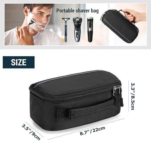 Rexmica Razor Travel Case Bag for Men, Men Grooming Storage Bag Compatible with Norelco Shaver 2300 2400 3600 5400 7200 Rotary Shaver, Beard Trimmer Case for Multigroom Series 3000 5000 7000, Black