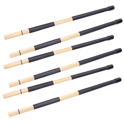 Set de 3 Pares de Baquetas y Escobillas Totority para Percusión de Bambú, Baquetas y Escobillas de Tambor miniatura 1