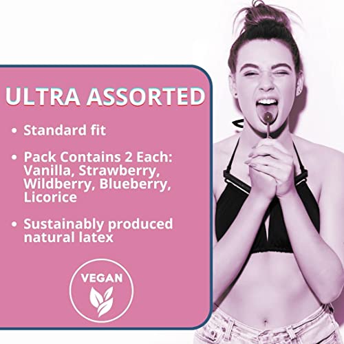 Glyde Assorted Flavored Ultra Thin Condoms - 10 Count - Organic Flavor Extract, Ultra-Thin, Vegan, Non-Toxic, Medium Size Natural Rubber Latex, 53Mm Yummy Standard Fit #TOP1