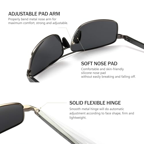 Miniatura 4 de Sungait Gafas De Sol Hombre Polarizadas Clásico Retro Metal Marco Gunmetal Gris 2458