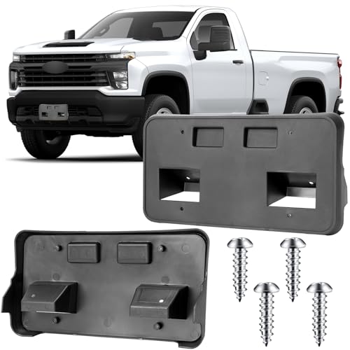 Image of License Plate Bracket for Chevrolet Chevy Silverado 2500 HD 3500 HD 2024 2025 2026 (Doesnot Fit for Chevy Silverado ZR2), Front Bumper License Plate Holder Replacement Frame Black Mount